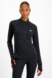 New Balance New Balance W Athletics Heat Grid Half Zip Damen, schwarz, Grösse: L Slim Fit Damen, schwarz, Grösse: L