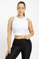 POWERZONE Cropped Damen Top Weiss, Damen, Größe: M