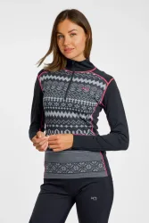 Kari Traa Live Half-Zip Damen Thermo Longsleeve Blau, Damen, Größe: L