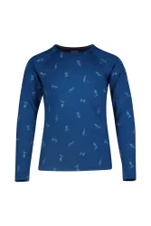 icebreaker Merino 200 Oasis Snow Day Kinder Thermo Longsleeve Blau, , Größe: 12