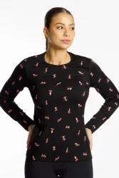 icebreaker Merino 200 Oasis Snow Day Damen Thermo Longsleeve Schwarz, Damen, Größe: XS
