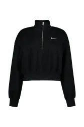 Nike Phoenix Fleece Crop Damen Pullover Schwarz, Damen, Größe: S