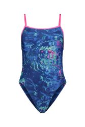 speedo Club Training 2.0 Vanquisher Printed V-Back Damen Badeanzug Blau, Damen, Größe: 38