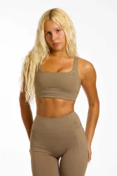 adidas Optime Workout Medium Damen Sport-BH Beige, Damen, Größe: XL
