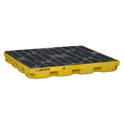 Justrite® Flach-Auffangwanne aus PE, 4x 200 l, Auffangvolumen 185 l, gelb