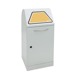 kaiserkraft Wertstoffsammler, Einwurfklappe handbetätigt, mit Inneneimer, Volumen 60 l, lichtgrau