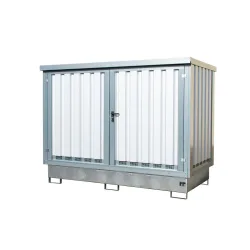 Bauer Gefahrstoffdepot Typ GD-E/IBC-2 ,verzinkt, für 2 IBC oder 4 Fässer, mit Auffangwanne & Gitterrost, abschliessbar, B 2835 x T 1595 x H 2180 mm