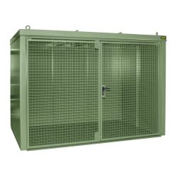 Gasflaschencontainer BAUER GFC-B M5, B 2175 x T 3125 x H 2270, für 96 Gasflaschen, feuerbeständig, abschliessbar, grün
