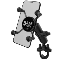 RAM Mounts X-Grip Lenker-Halterung für Smartphones bis 82,6 mm Breite, B-Kugel (1 Zoll), Schraubklemme, mittlerer Verbindungsarm