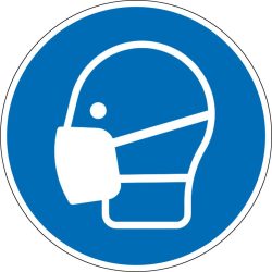 Gebotsschild 'Mund-Nasen-Schutz benutzen', Ø 200 mm, PVC-Folie, selbstklebend