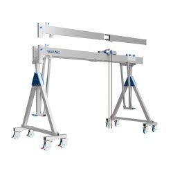 SCHILLING Alu-Portalkran mit teilbarem Doppelträger, verfahrbar, Einhängepunkt 3004-4154 mm, Länge 7000 mm, TK 1500 kg