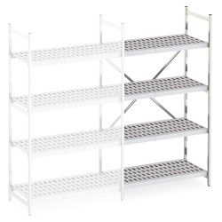 Aluminium-Regal mit Kunststoff-Gitterböden, AF, FL 600 kg, HxBxT 1.600 x 775 x 400 mm