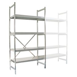 Edelstahl-Regal mit geschlossenen Fachböden Grundfeld, Fachlast 150 kg, HxBxT 1800 x 1500 x 500 mm