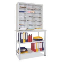 PAVOY Sortierschrank, 18 Fächer + Unterbauschrank, feuerrot, resedagrün