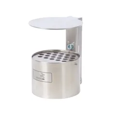 RENNER Wandascher rund, mit Abdeckhaube, ohne Pfosten, Edelstahl, 4 Liter