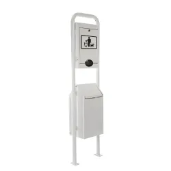RENNER Hundetoilette Typ 7077-30 mit integriertem Beutelspender, Behälter u. Rohrrahmen-Ständer, kobaltblau