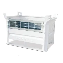 HESON® Mehrpreis ½ Gitterklappe für Stapelbehälter, mit Kufen, Tragkraft 500 kg, BxT 1.200 x 800 mm