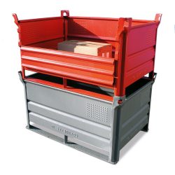 HESON®Stapelbehälter, mit Kufen, Tragkraft 1.000 kg, BxT 1.200 x 800 mm, blau