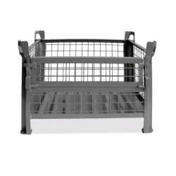 HESON® Industrie-Gitterbox, mit ½ Gitterklappe, feuerverzinkt, HxBxT 600 x 800 x 600 mm