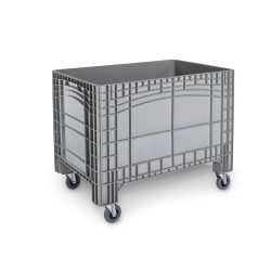 Grossbehälter XL, HxBxT 800 x 1.200 x 800 mm, 535 Liter, 4 Lenkrollen mit Bremse, grau