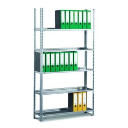 META Aktenregal GF, einseitig, ohne Abdeckboden, verzinkt, HxBxT 1.850 x 1.000 x 300 mm