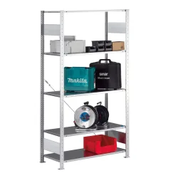 META Fachbodenregal Stecksystem, GF, FL 80 kg, verzinkt, HxBxT 2.500 x 1.000 x 400 mm