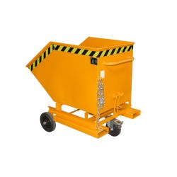 Bauer® Kastenwagen kippbar, mit Fahrwerk + Gabeltaschen, Volumen 0,4 m³, RAL 2000 gelborange