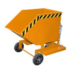 Bauer® Kastenwagen kippbar, mit Fahrwerk + Gabeltaschen, Volumen 0,25 m³, RAL 2000 gelborange
