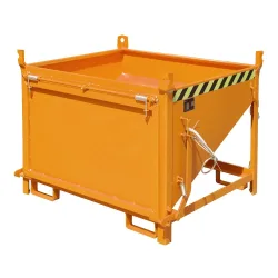 Bauer® Silobehälter mit Klappe, lackiert, Volumen 0,5 m³, RAL 2000 gelborange