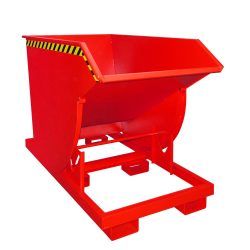 Bauer® Kippbehälter mit Abrollmechanik Premium, tiefe Bauform, lackiert, ohne Deckel, Volumen 1 m³, RAL 3000 feuerrot