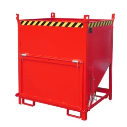 Bauer® Silobehälter mit Klappe, lackiert, Volumen 1 m³, RAL 3000 feuerrot