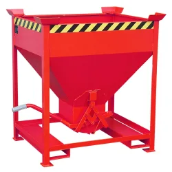 Bauer® Silobehälter, mit Scherenverschluss + Gabeltaschen, lackiert, Volumen 0,375 m³, RAL 3000 feuerrot