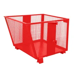 Bauer® Kippbehälter mit Gitterwänden, lackiert, Volumen 0,9 m³, RAL 3000 feuerrot