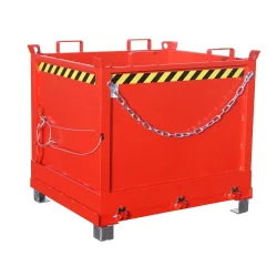 Bauer® Klappbodenbehälter, 3-fach stapelbar, lackiert, Volumen 1 m³, RAL 3000 feuerrot