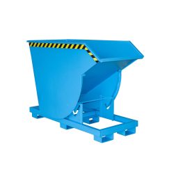 Bauer® Kippbehälter mit Abrollmechanik Premium, tiefe Bauform, lackiert, ohne Deckel, Volumen 0,75 m³, RAL 5012 lichtblau