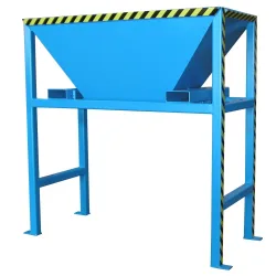 Bauer BTS Befülltrichter, Stahlblech, Standkonstruktion, Einfahrtaschen, lackiert, L 980 x B 1980 x H 2050 mm, lichtblau RAL 5012