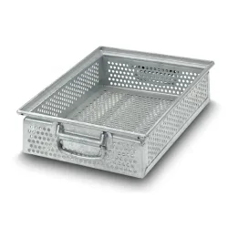 Eurobox aus Stahlblech, mit feiner Lochung Ø 5 mm, HxBxT 150 x 300 x 200 mm