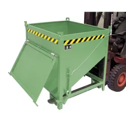 Bauer Silobehälter SGK 75, Zugseil-Entleerung, L 1000 x B 1200 x H 1170 mm, 0,75 m³, bis 1000 kg, Stahlblech, Resedagrün