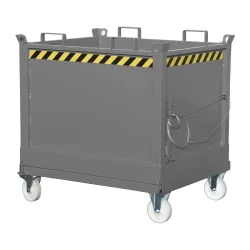 Bauer® Klappbodenbehälter, 3-fach stapelbar, lackiert, Volumen 1 m³, RAL 7005 mausgrau