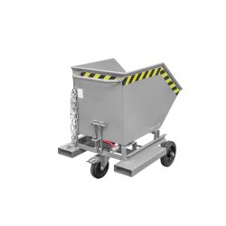 Bauer® Späne-Kippbehälter, ebenerdige Entlademöglichkeit, lackiert, Volumen 0,25 m³, mit Einfahrtaschen, RAL 7005 mausgrau