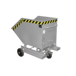 Bauer® Kastenwagen kippbar, mit Fahrwerk + Gabeltaschen, Volumen 0,4 m³, RAL 7005 mausgrau