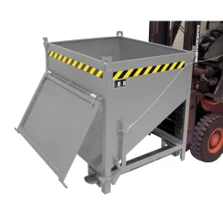 Bauer Silobehälter SGK 75, Zugseil-Entleerung, L 1000 x B 1200 x H 1170 mm, 0,75 m³, bis 1000 kg, Stahl, Mausgrau