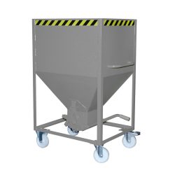 Bauer® Silobehälter, mit Scherenverschluss + Rollen, lackiert, Volumen 0,6 m³, RAL 7005 mausgrau