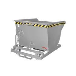 Bauer® Späne-Kippbehälter mit Abrollmechanik und Rollensatz, niedrige Bauhöhe, mit Einfahrtaschen, lackiert, Volumen 0,5 m³, RAL 7005 mausgrau
