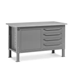 Fami Werkbank, höhenverstellbar, 4 Schubladen u. 1 Schrank, TK 1.000 kg, HxBxT 740-1.110 x 1.500 x 750 mm, RAL 5012 lichtblau