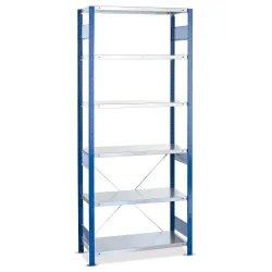 SCHULTE Fachbodenregal enzianblau/verzinkt mit 6 Stahlblechböden, Fachlast 250 kg, HxBxT 2.000 x 1.360 x 536 mm