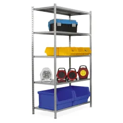 ManOrga Fachbodenregal, GF, mit Stahlblechauflagen, FL 148 kg, verzinkt, HxBxT 2.000 x 1.250 x 388 mm