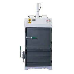 Ballenpresse HSM V-Press 503 eco, 2 vertikale Umreifungen, geeignet für Ballenentnahmewagen, Presskraft 30 kN, Kniehebelverschluss