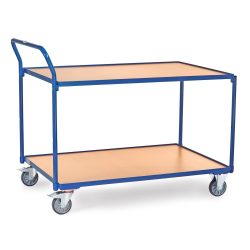 fetra® Tischwagen, TK 300 kg, 2 Etagen à 1.200 x 800 mm, hochstehender Schiebebügel
