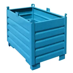 Bauer Sammelbehälter-System SBS 500, L 600 x B 1200 x H 850 mm, bis zu 3-fach stapelbar, lackiert, mit Transportwagen, lichtblau RAL 5012